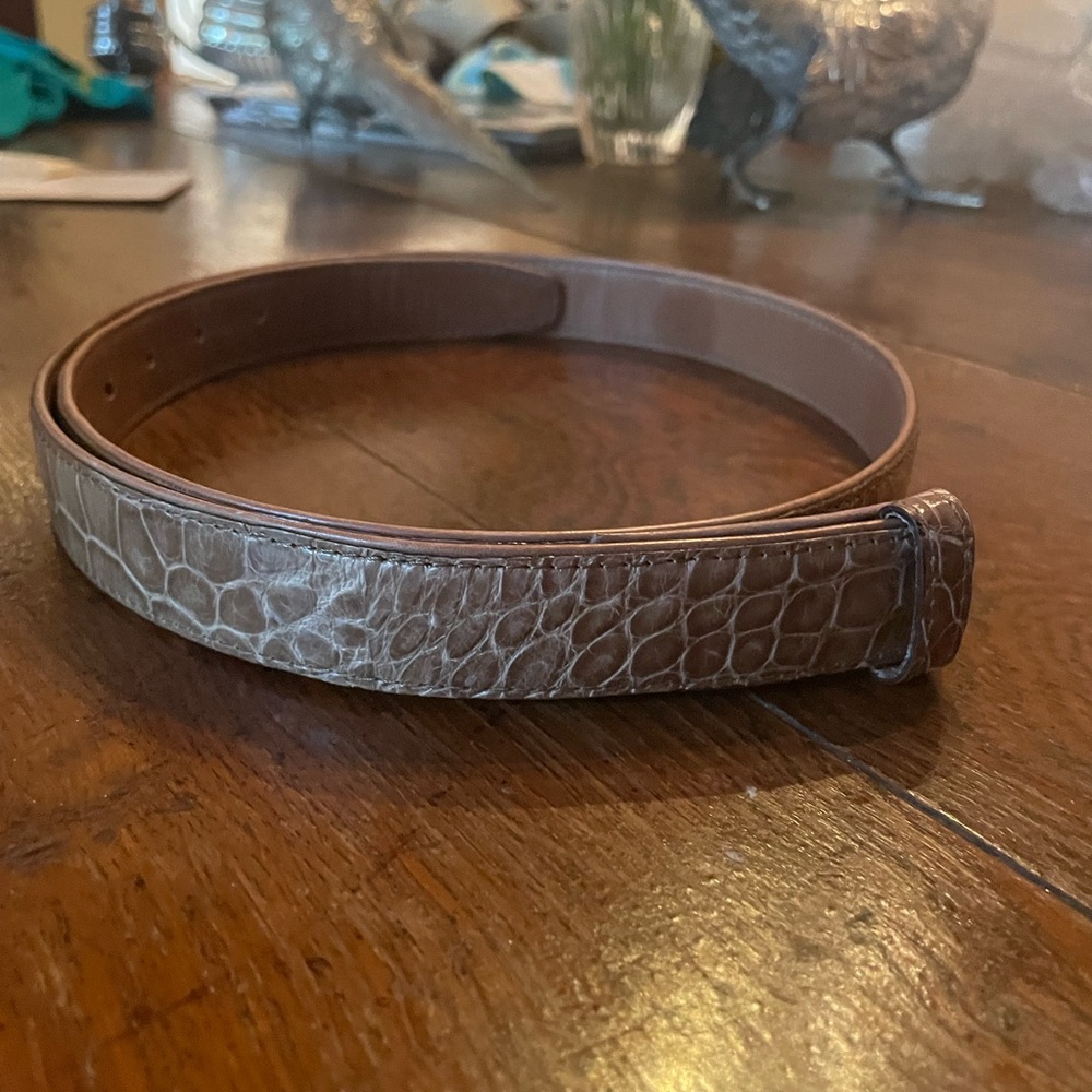 Vintage rare taupe genuine Alligator belt strap made in Italy L